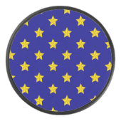 Gold Stars Muster, Navy Blue, Exklusiv Eishockey Puck (Vorderseite)