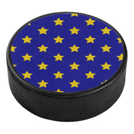 Gold Stars Muster, Navy Blue, Exklusiv Eishockey Puck