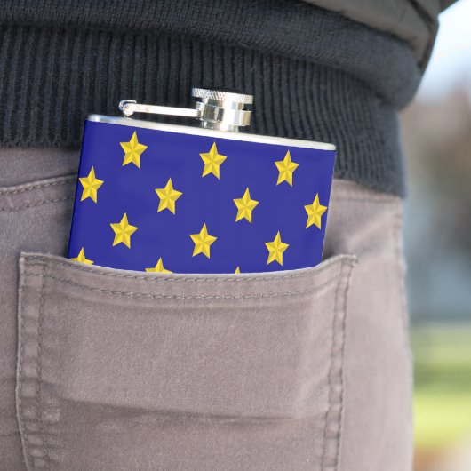 Gold Stars Muster, Navy Blue, Exklusiv Flachmann (Beispiel)