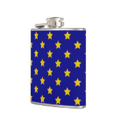 Gold Stars Muster, Navy Blue, Exklusiv Flachmann (Links)