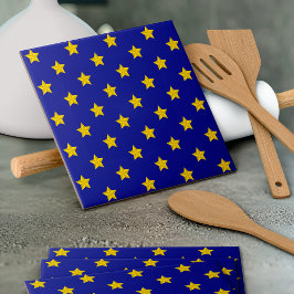 Gold Stars Muster, Navy Blue, Exklusiv Fliese