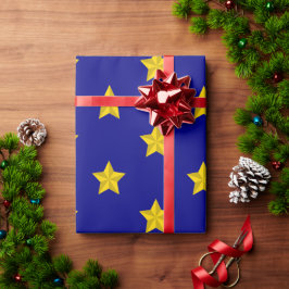Gold Stars Muster, Navy Blue, Exklusiv Geschenkpapier