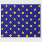 Gold Stars Muster, Navy Blue, Exklusiv Geschenkpapier (Flach)