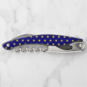 Gold Stars Muster, Navy Blue, Exklusiv Kellnermesser (Rückseite)