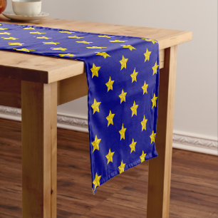 Gold Stars Muster, Navy Blue, Exklusiv Kurzer Tischläufer