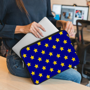 Gold Stars Muster, Navy Blue, Exklusiv Laptopschutzhülle