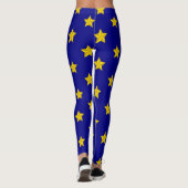 Gold Stars Muster, Navy Blue, Exklusiv Leggings (Rückseite)