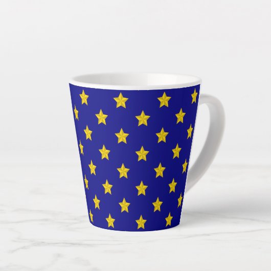 Gold Stars Muster, Navy Blue, Exklusiv Milchtasse (Rechte Ecke)