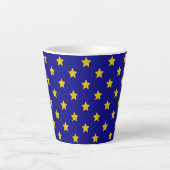 Gold Stars Muster, Navy Blue, Exklusiv Milchtasse (Vorderseite)