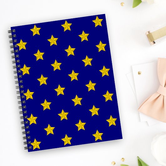 Gold Stars Muster, Navy Blue, Exklusiv Notizblock