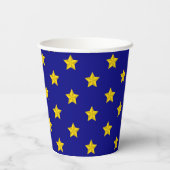 Gold Stars Muster, Navy Blue, Exklusiv Pappbecher (Rückseite)