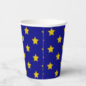 Gold Stars Muster, Navy Blue, Exklusiv Pappbecher (Rechts)