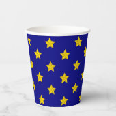 Gold Stars Muster, Navy Blue, Exklusiv Pappbecher (Vorderseite)