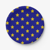 Gold Stars Muster, Navy Blue, Exklusiv Pappteller (Vorderseite)