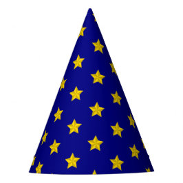 Gold Stars Muster, Navy Blue, Exklusiv Partyhütchen