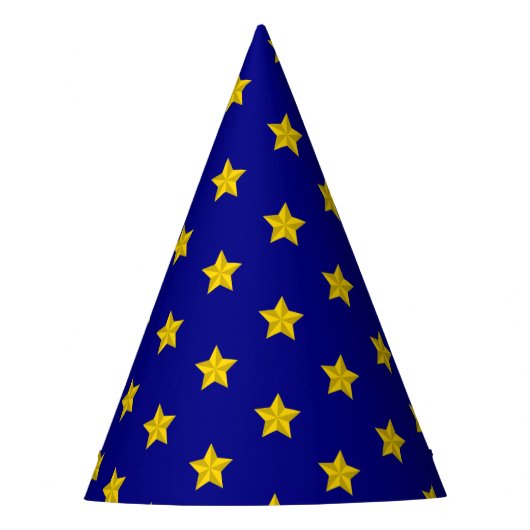 Gold Stars Muster, Navy Blue, Exklusiv Partyhütchen (Vorderseite)