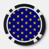 Gold Stars Muster, Navy Blue, Exklusiv Pokerchips (Rückseite)