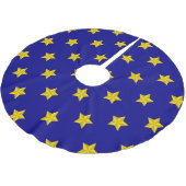 Gold Stars Muster, Navy Blue, Exklusiv Polyester Weihnachtsbaumdecke (Schrägansicht)