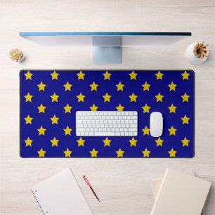 Gold Stars Muster, Navy Blue, Exklusiv Schreibtischunterlage