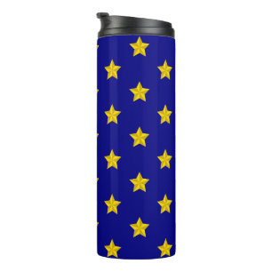 Gold Stars Muster, Navy Blue, Exklusiv Thermosbecher