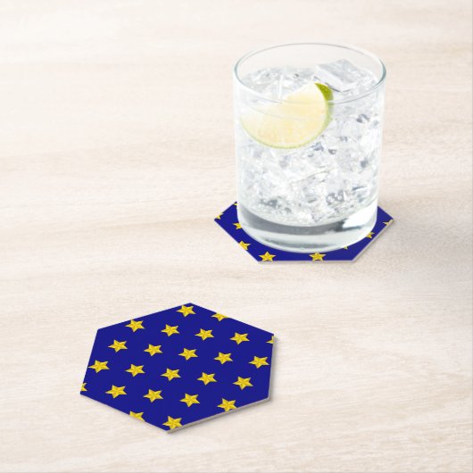 Gold Stars Muster, Navy Blue, Exklusiv Untersetzer (Vor Ort)