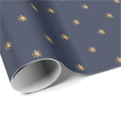 Gold Stars Muster Optionale Navy Blue ID497 Geschenkpapier (Rolleneckpunkt)