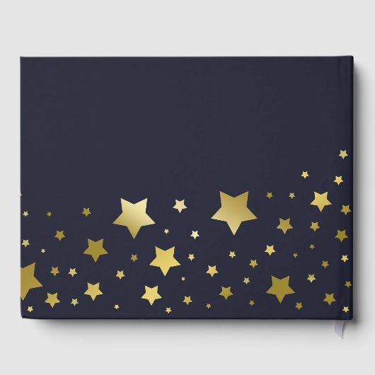 Gold Stars & Navy Blue Abschluss Gästebuch (Rückseite)