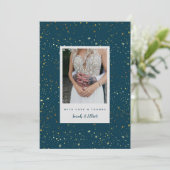 Gold Stars Navy Blue Flat Danke Karte (Stehend Vorderseite)