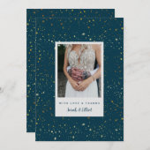 Gold Stars Navy Blue Flat Danke Karte (Vorne/Hinten)