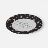 Gold Stars Navy Blue Space Baby Dusche Pappteller (Schrägansicht)
