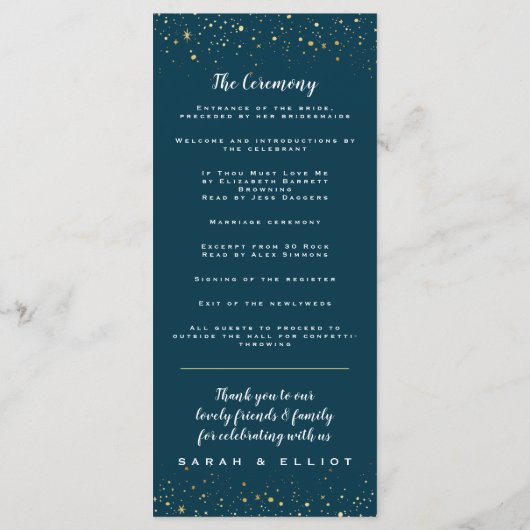 Gold Stars Navy Flat Program Programm (Rückseite)