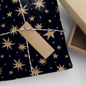 Gold Stars Navy Sky Trendy Starry Pattern Seidenpapier