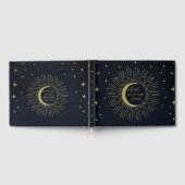 Gold Stars Night Celestist Sunburst Moon Gästebuch (Voll)