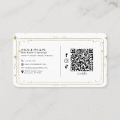 Gold Stars Night Celestist Sunburst Moon QR Visitenkarte (Rückseite)