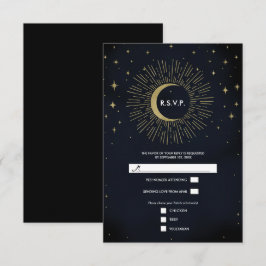 Gold Stars Night Celestist Sunburst Moon UAWG RSVP Karte