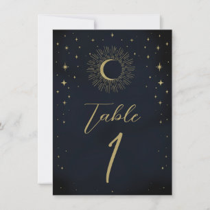 Gold Stars Night Celestist Sunburst Tischnummer