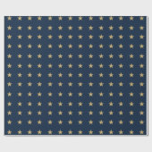 Gold Stars Pattern auf Navy Blue Geschenkpapier (Flach)