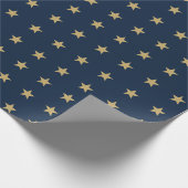 Gold Stars Pattern auf Navy Blue Geschenkpapier (Ecke)