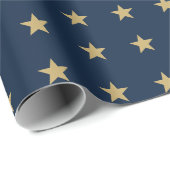 Gold Stars Pattern auf Navy Blue Geschenkpapier (Rolleneckpunkt)