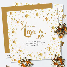 Gold Stars Peace Liebe und Joy Simple Elegant Feiertagskarte