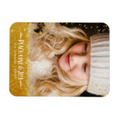 Gold Stars "Peace Love Joy" Custom Holiday Foto Magnet (Horizontal)