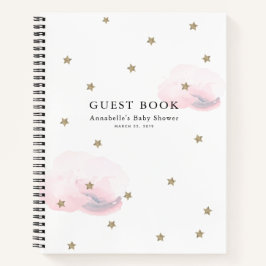 Gold Stars & Pink Clouds Baby Shooting Guest Book Notizblock