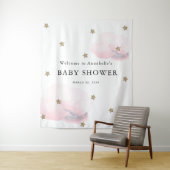Gold Stars & Pink Clouds Baby Shower Tapestes Wandteppich (Beispiel)