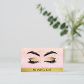 *~* Gold Stars PINK Lashes Visitenkarte (Stehend Vorderseite)