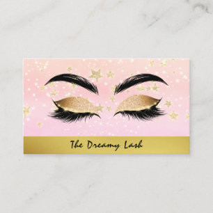 *~* Gold Stars PINK Lashes Visitenkarte