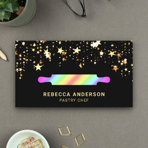 Gold Stars Rainbow Rolling Button Konditorei Koch Visitenkarte