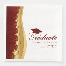 Gold Stars Red Hat Graduation Party Serviette