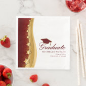 Gold Stars Red Hat Graduation Party Serviette (Beispiel)