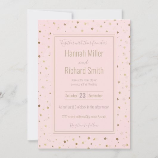 Gold Stars rosa Farbgestaltung (Vorderseite)