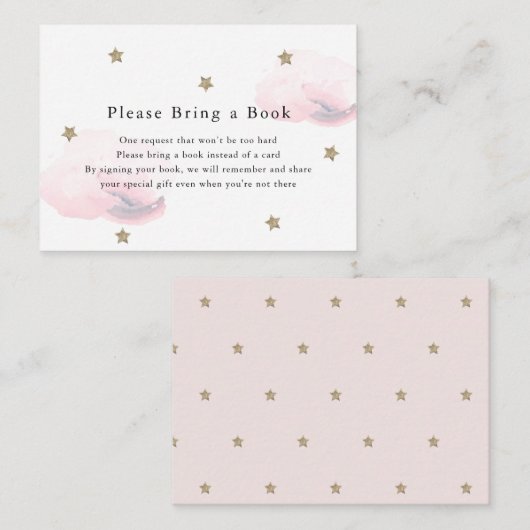 Gold Stars & Rosa Wolken Bitte eine Book Card mitb Begleitkarte (Vorne/Hinten)